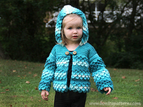 Crocodile Stitch Hooded Cardigan (baby & toddlers) - Bonita Patterns