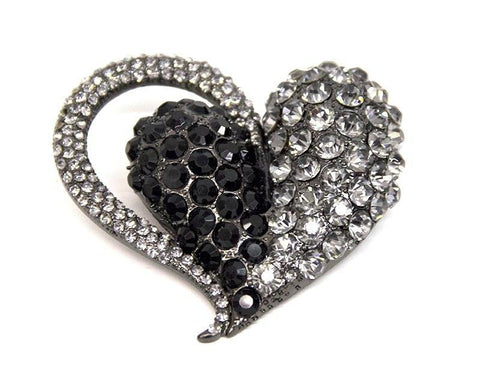 Silver Black Heart Brooch - Bonita Patterns