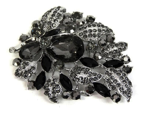 Large Black and Silver Leaves Brooch - Bonita Patterns