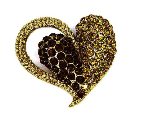 Large Amber Heart Brooch - Bonita Patterns