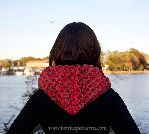 Crocodile Stitch Hooded Cowl - Bonita Patterns
