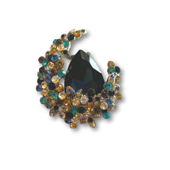 Multicolor Gem Moon Brooch - Bonita Patterns