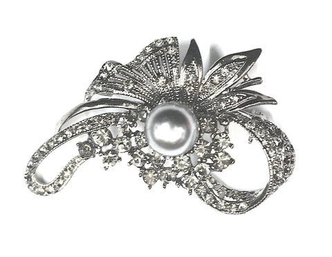 Silver Grey Pearl & Stones Brooch - Bonita Patterns