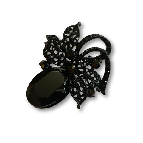 Black Crystal Gem Brooch - Bonita Patterns