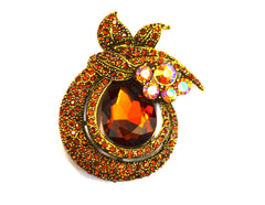 Antique Gold Amber Teardrop Brooch - Bonita Patterns