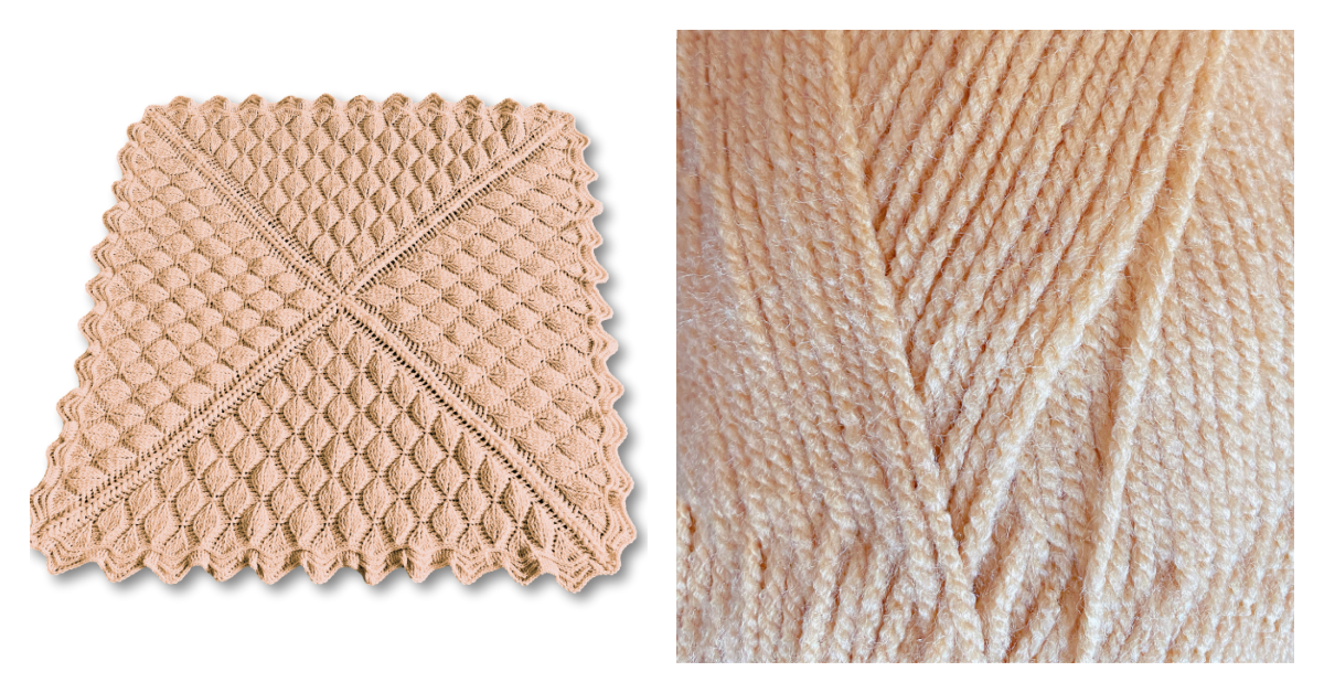 (100% Acrylic) BUFF - Embossed Foliage Reversible Blanket YARN KIT