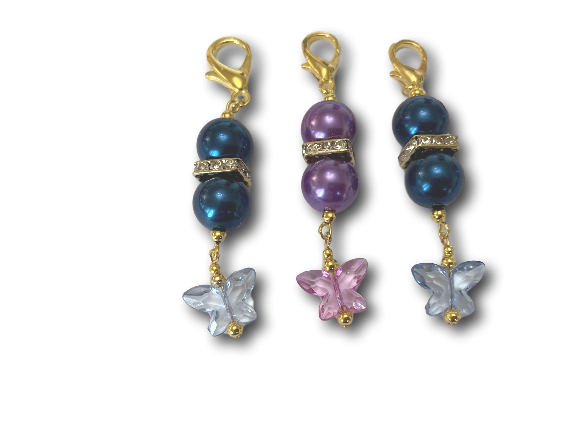 Butterfly B1 - #003 Set of 3 Stitch Markers - Bonita Patterns