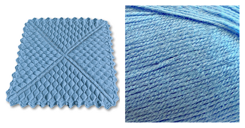 (100% Acrylic) CORNFLOWER BLUE - Embossed Foliage Reversible Blanket YARN KIT