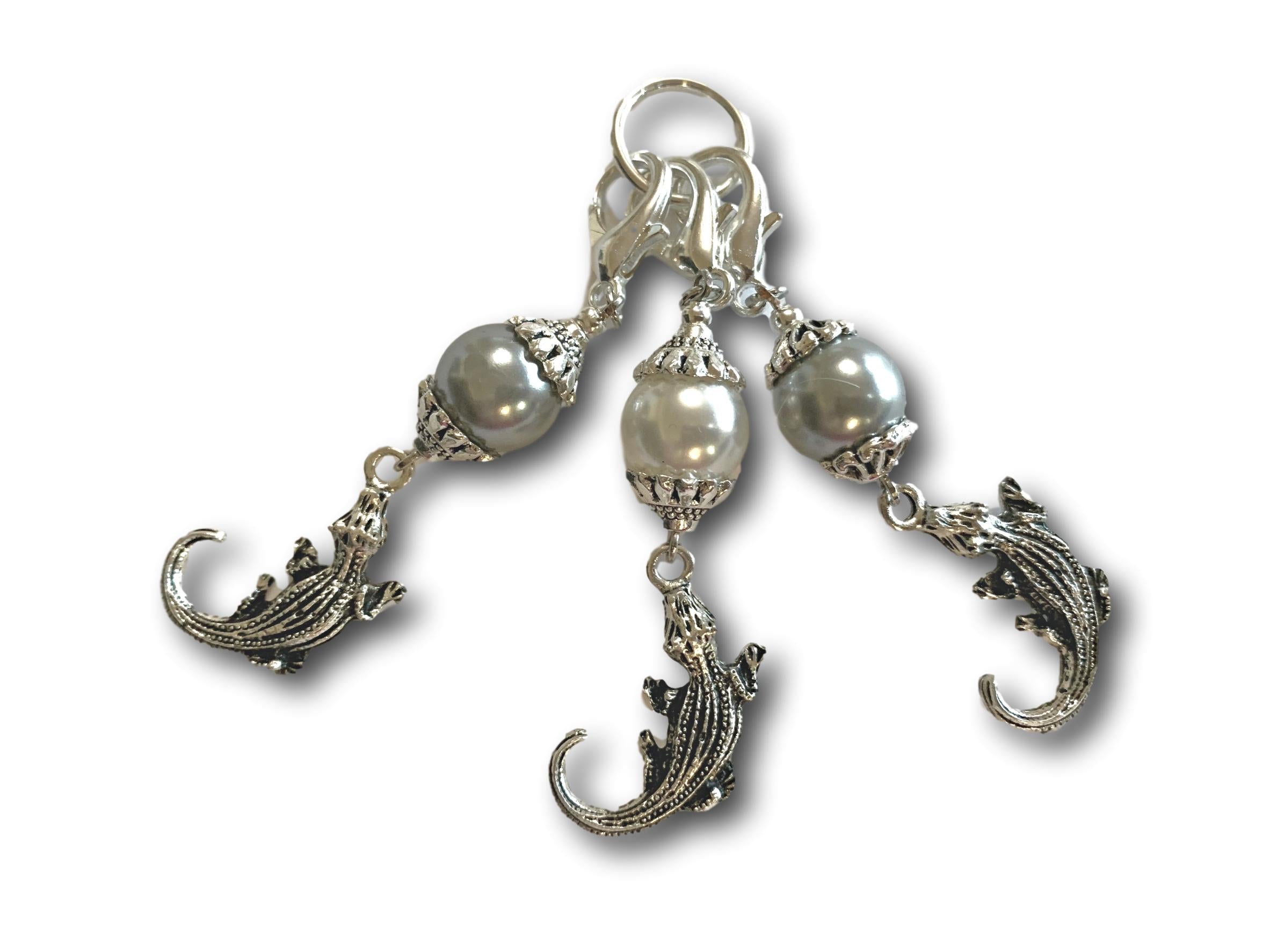 Crocodile M2 - #41 - Set of 3 Stitch Markers - Bonita Patterns