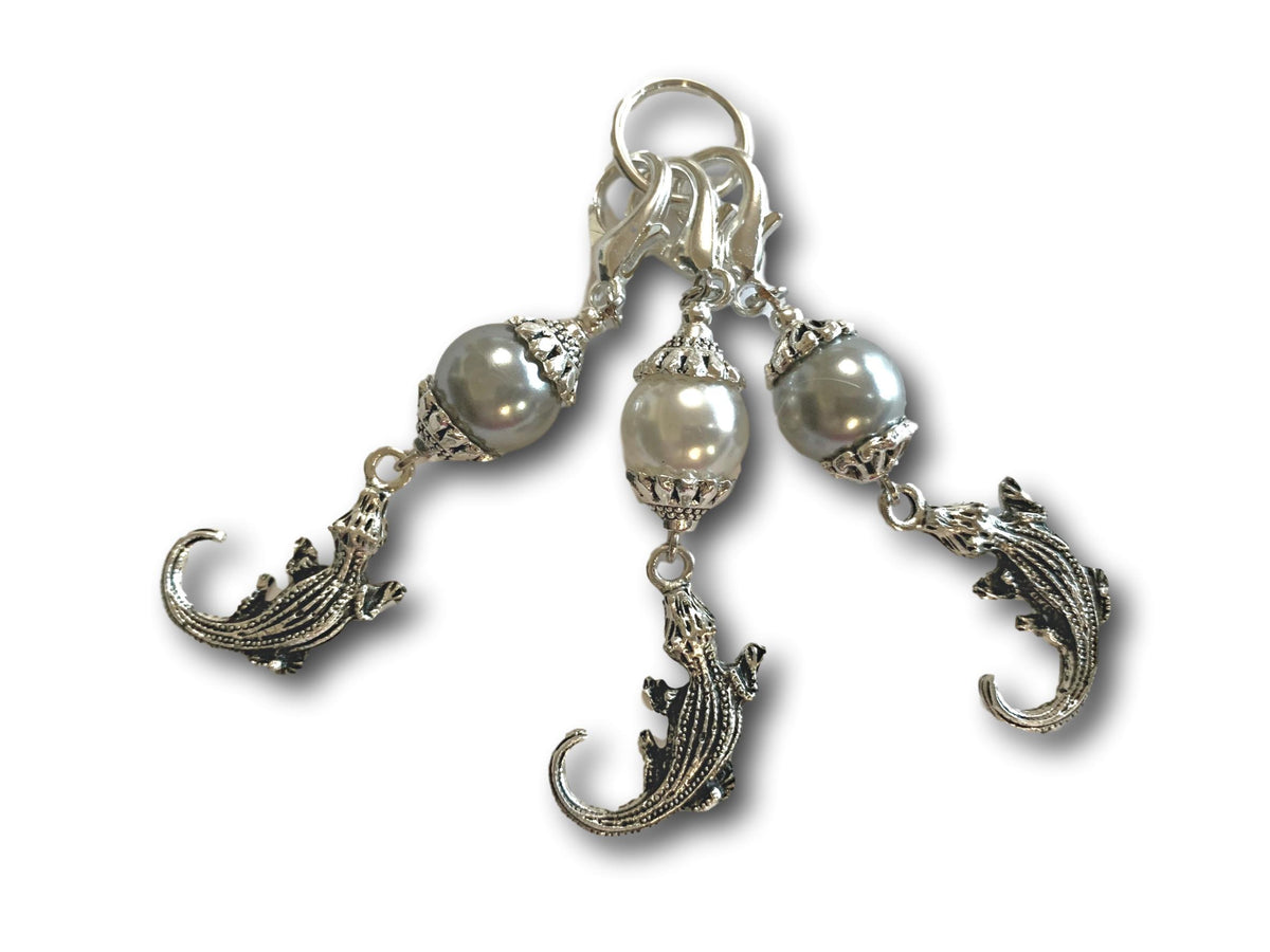 Crocodile M2 - #41 - Set of 3 Stitch Markers - Bonita Patterns