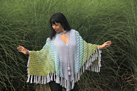 Crocodile Stitch Triangle Poncho - Bonita Patterns