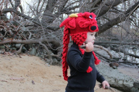 Crocodile Stitch Dragon Hat (Baby & Toddler Sizes) - Bonita Patterns