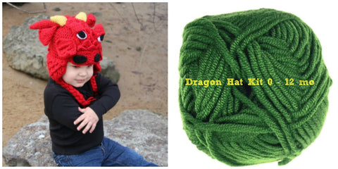 Crocodile Stitch Dragon Hat GREEN Kit Toddler Sizes - Bonita Patterns