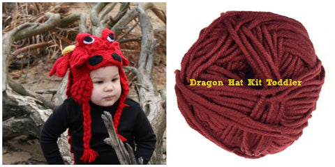 Crocodile Stitch Dragon Hat RED Kit Toddler Sizes - Bonita Patterns