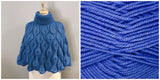 KIT Embossed Leaves Capelet - Blue- Solid Fluffy - Bonita Patterns