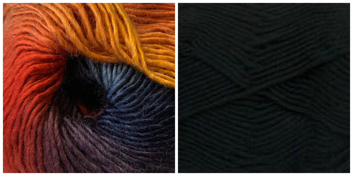 BLACK + FASCINATION - Embossed Phoenix Vortex Shawl KIT - Bonita Patterns