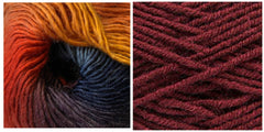 BURGUNDY + FASCINATION - Embossed Phoenix Vortex Shawl KIT - Bonita Patterns