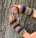 Crocodile Stitch Flat Palm Fingerless Gloves - Bonita Patterns