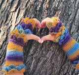 Crocodile Stitch Flat Palm Fingerless Gloves - Bonita Patterns