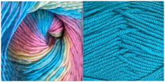 TURQUOISE + RAPSODY IN BLUE - Falling Leaves Shawl