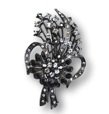 Marcasite Gemstone Flowering Spray Brooch - Bonita Patterns