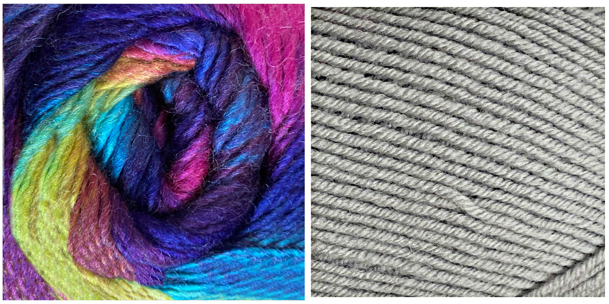 LIGHT GREY + MISTY - Falling Leaves Shawl CAL