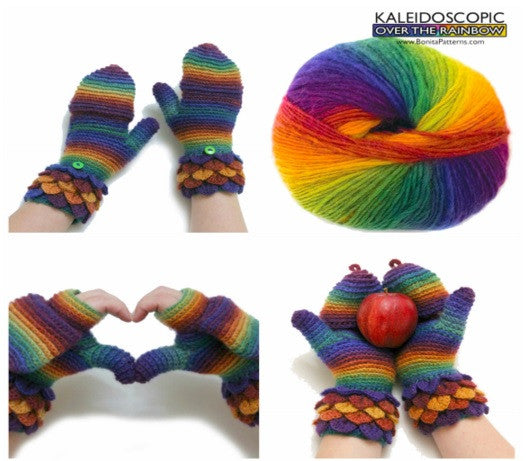 Crocodile Stitch Convertible Mittens Kit - S/M - Bonita Patterns