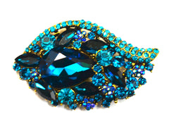 Ocean Blue Teardrop w/Flowers Brooch - Bonita Patterns