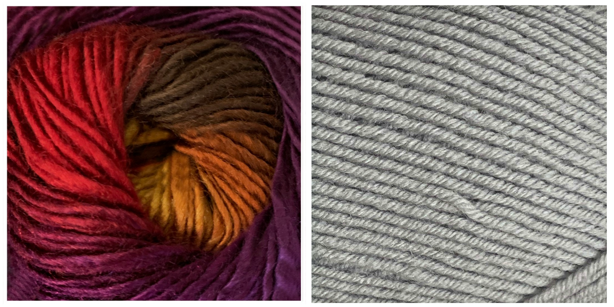 (100% Acrylic) LIGHT GREY + ORCHID - Falling Leaves Shawl CAL