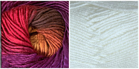 (100% Acrylic) WHITE + ORCHID - Falling Leaves Scarf YARN KIT