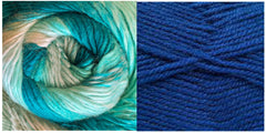 ROYAL BLUE + RAPSODY IN BLUE - Falling Leaves Scarf YARN KIT