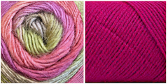 (100% ACRYLIC) FUCHSIA + TULIP - Embossed Fall Pocket Shawl KIT