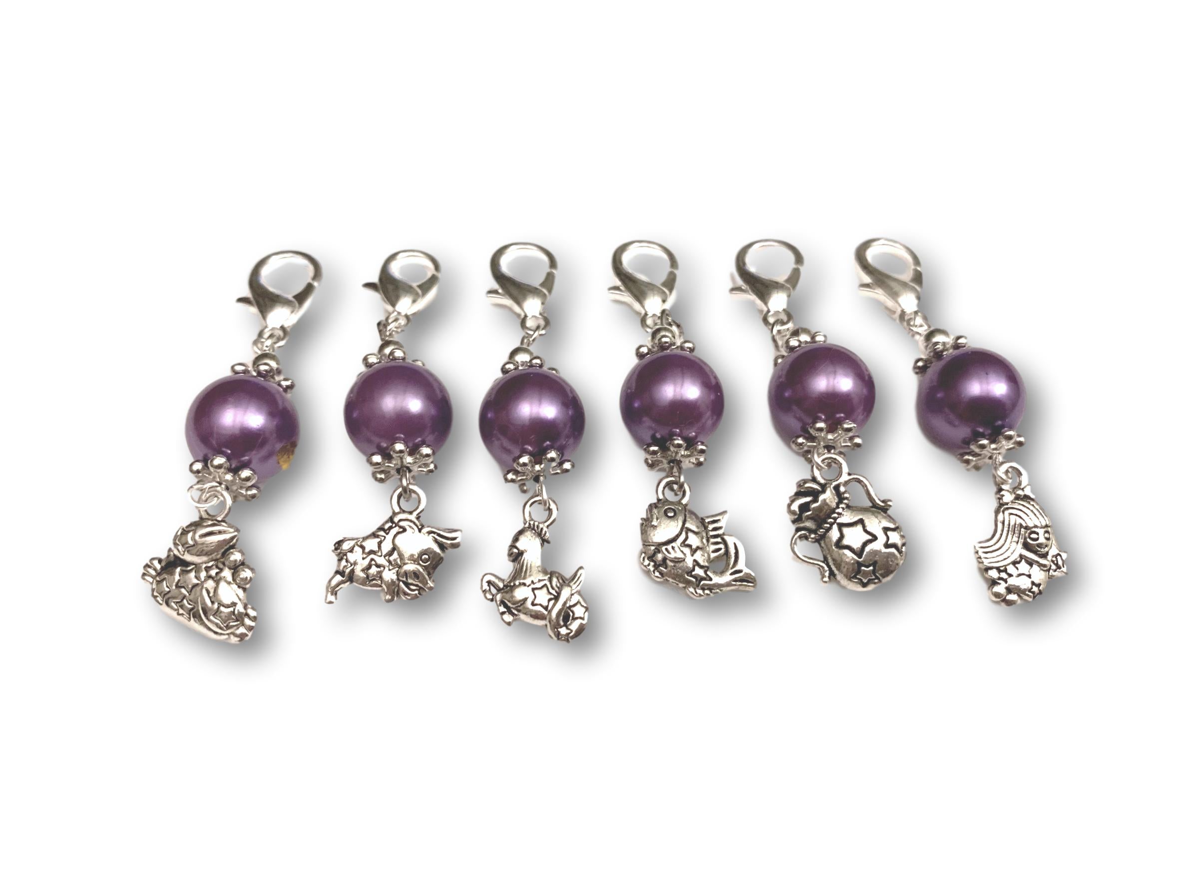 Zodiac Z1 - Ref #005 Set of 6 stitch markers - Bonita Patterns