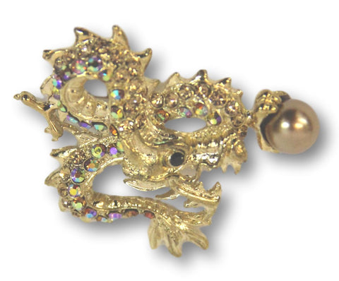 Golden Dragon with Pearl Brooch - Bonita Patterns