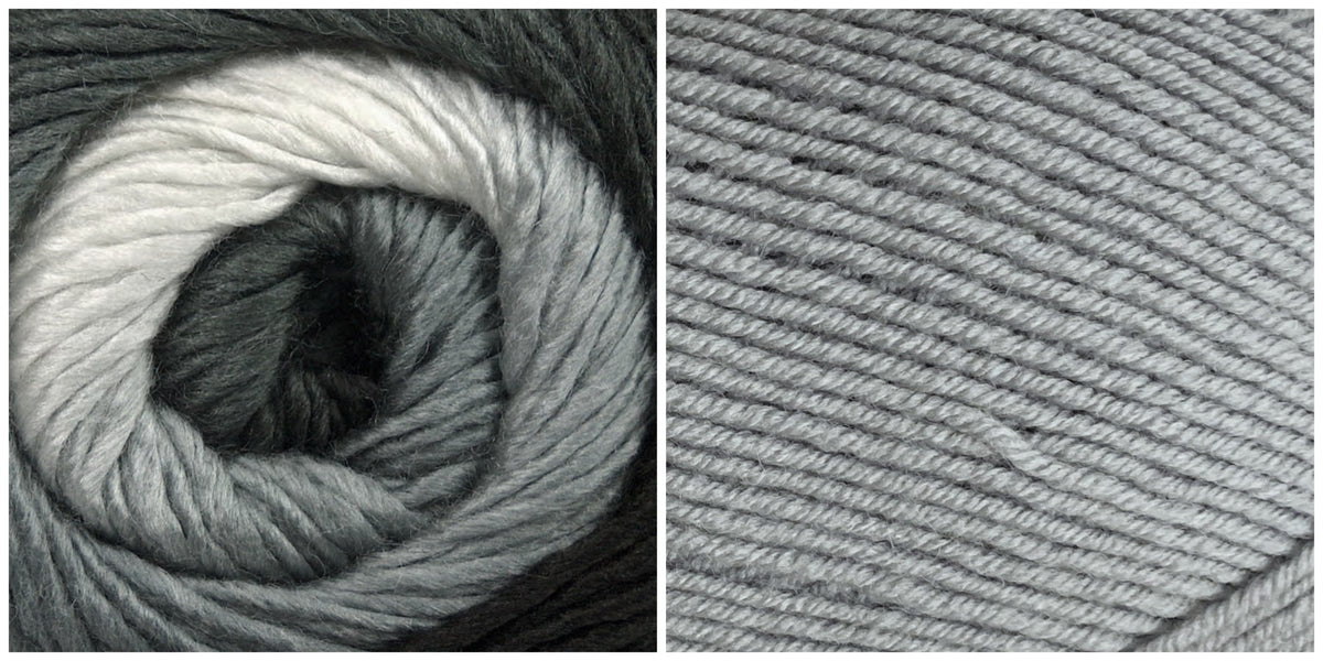 LIGHT GRAY + PLATINUM - Embossed Phoenix Vortex Shawl KIT - Bonita Patterns