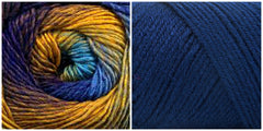 NAVY + PEACOCK -  Embossed Phoenix Vortex Shawl KIT - Bonita Patterns