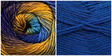 ROYAL BLUE + PEACOCK - Embossed Phoenix Vortex Shawl KIT - Bonita Patterns