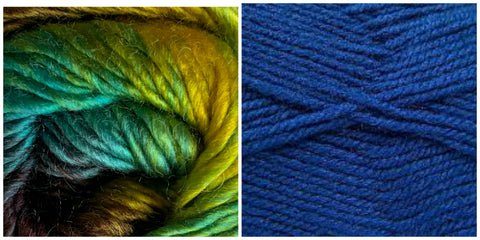 ROYAL BLUE + TREASURE - Embossed Phoenix Vortex Shawl KIT - Bonita Patterns